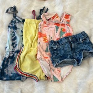 Little girls summer bundle swim romper shorts 3t